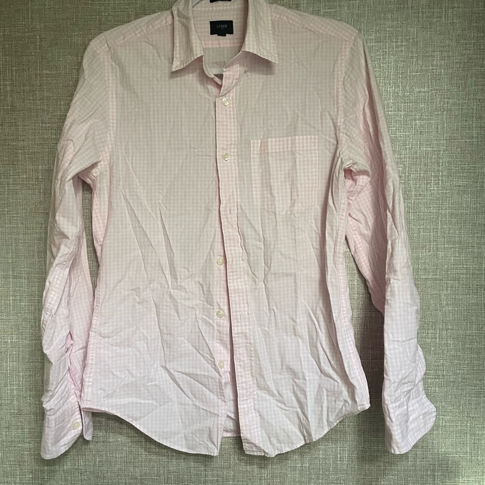 J. Crew Slim Men’s Light Pink Check Dress Shirt